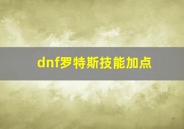 dnf罗特斯技能加点