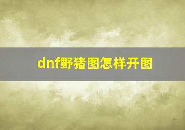 dnf野猪图怎样开图