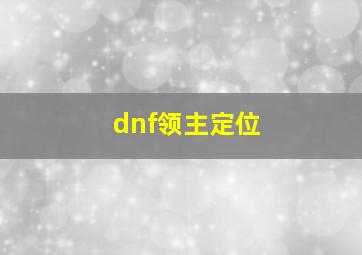 dnf领主定位