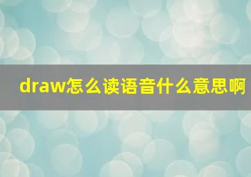 draw怎么读语音什么意思啊