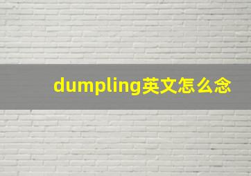 dumpling英文怎么念