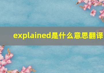 explained是什么意思翻译