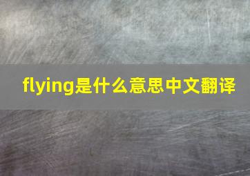 flying是什么意思中文翻译