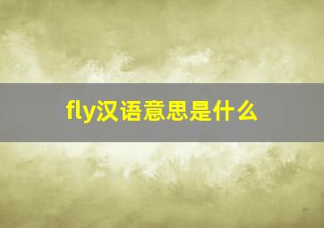 fly汉语意思是什么