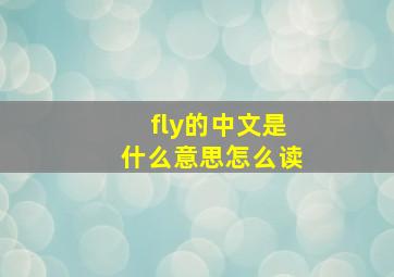 fly的中文是什么意思怎么读