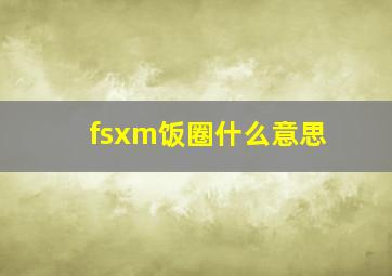 fsxm饭圈什么意思