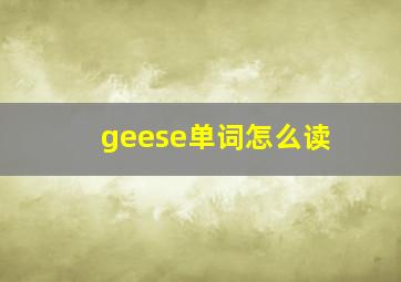 geese单词怎么读