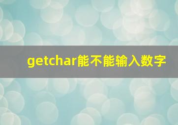 getchar能不能输入数字