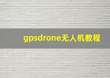 gpsdrone无人机教程