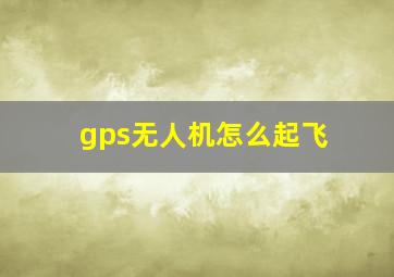 gps无人机怎么起飞