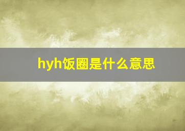 hyh饭圈是什么意思