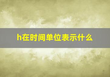 h在时间单位表示什么