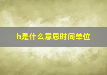 h是什么意思时间单位