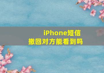 iPhone短信撤回对方能看到吗