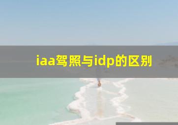 iaa驾照与idp的区别