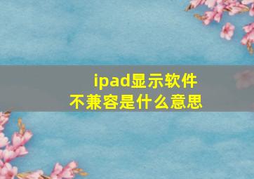 ipad显示软件不兼容是什么意思