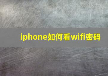 iphone如何看wifi密码