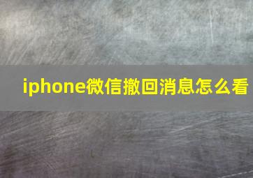 iphone微信撤回消息怎么看