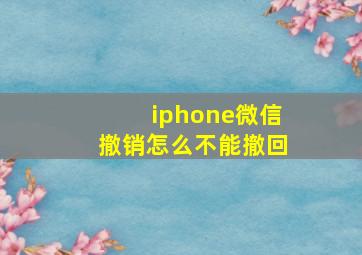 iphone微信撤销怎么不能撤回