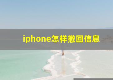 iphone怎样撤回信息