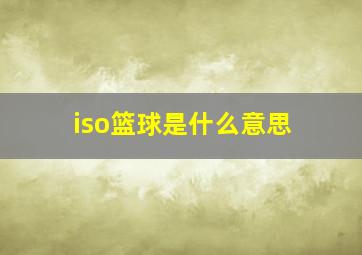 iso篮球是什么意思