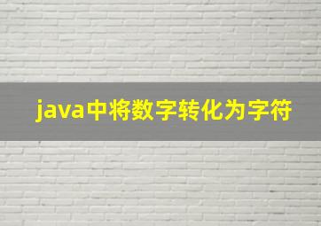 java中将数字转化为字符