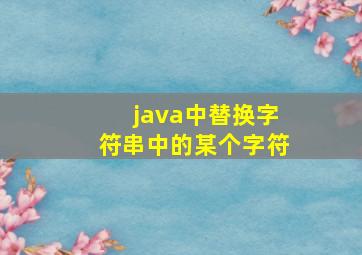 java中替换字符串中的某个字符