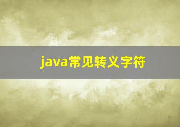 java常见转义字符