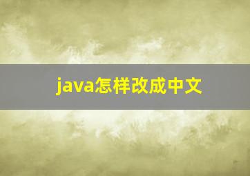 java怎样改成中文