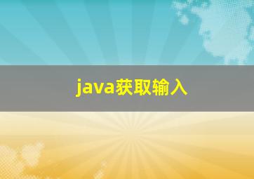 java获取输入