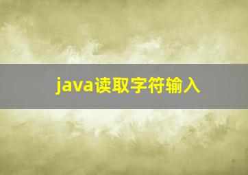 java读取字符输入