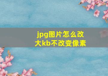 jpg图片怎么改大kb不改变像素