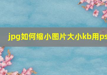 jpg如何缩小图片大小kb用ps