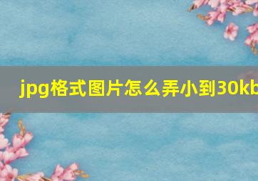 jpg格式图片怎么弄小到30kb