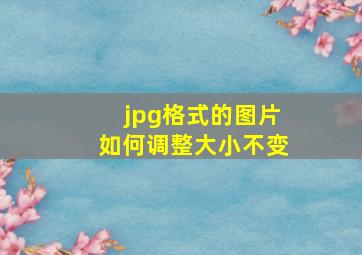 jpg格式的图片如何调整大小不变