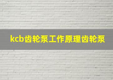 kcb齿轮泵工作原理齿轮泵