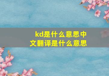 kd是什么意思中文翻译是什么意思