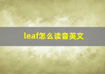 leaf怎么读音英文