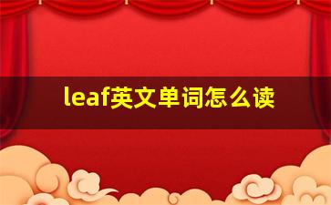 leaf英文单词怎么读