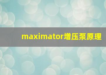 maximator增压泵原理