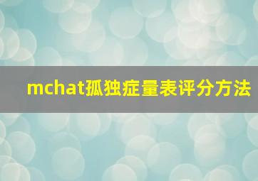 mchat孤独症量表评分方法