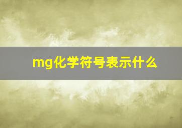 mg化学符号表示什么