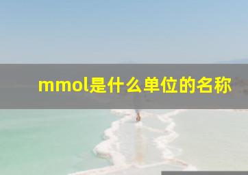 mmol是什么单位的名称