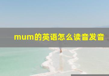 mum的英语怎么读音发音