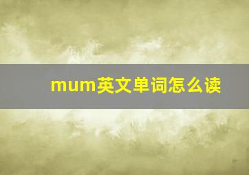 mum英文单词怎么读