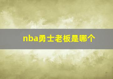 nba勇士老板是哪个