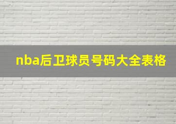 nba后卫球员号码大全表格