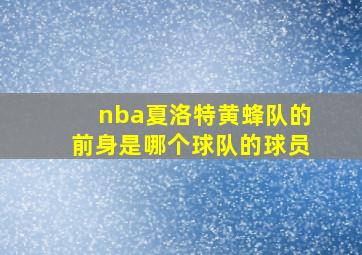 nba夏洛特黄蜂队的前身是哪个球队的球员