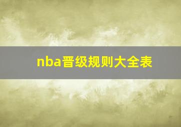 nba晋级规则大全表