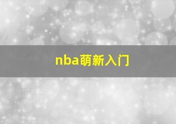 nba萌新入门